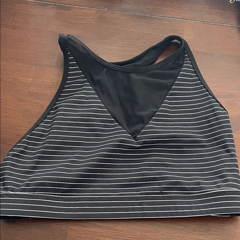 Born Primitive Black and White Striped Sports Bra